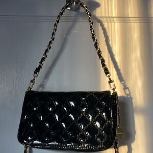 Big Buddha quilted patent leather black purse